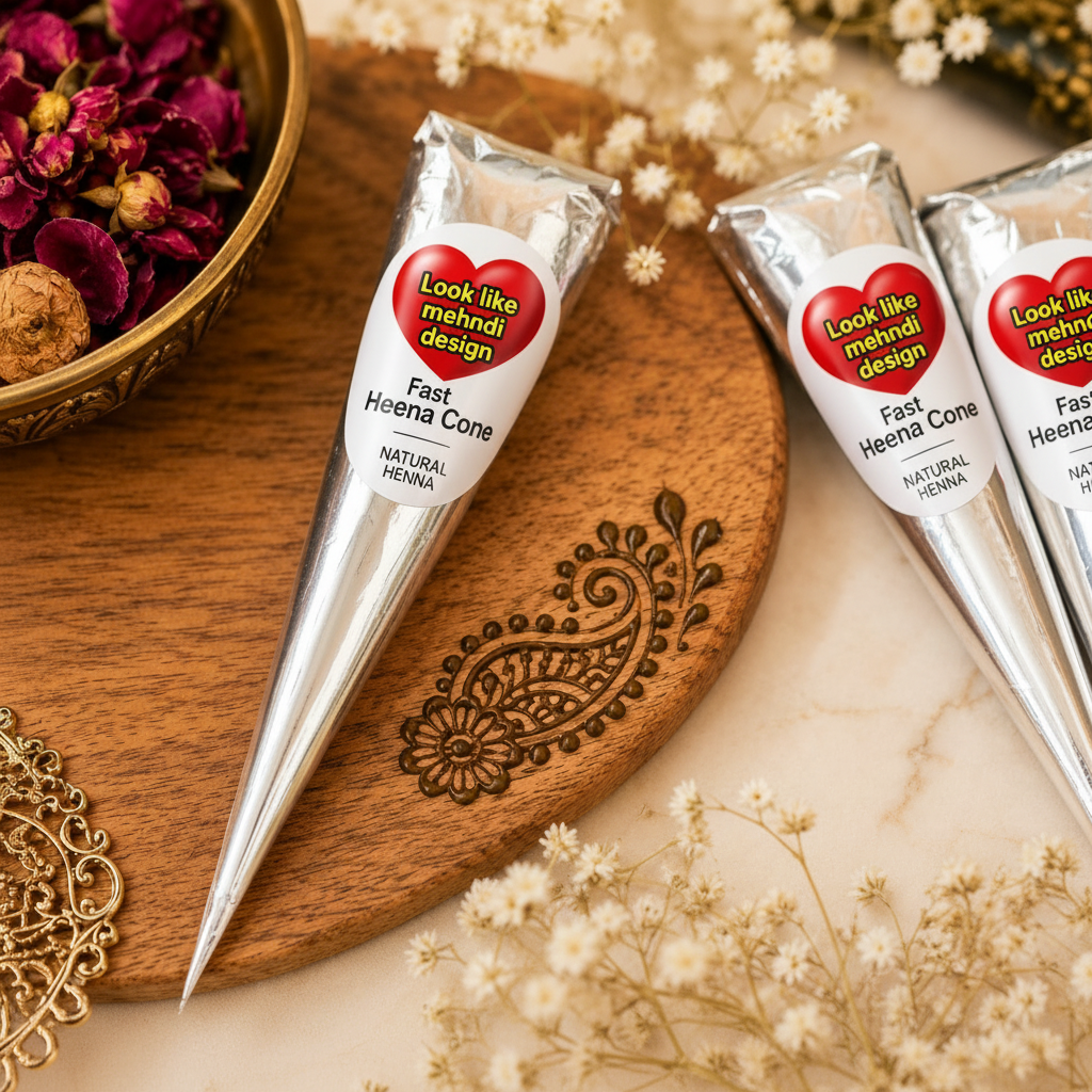 Look Like Mehndi Design Fast Heena Cones – Pack of 6 | Natural Henna Mehndi Cones for Hands & Body